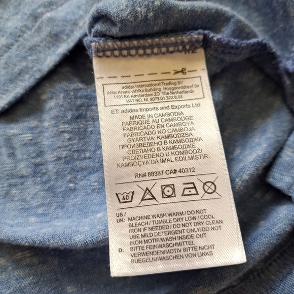 Adidas | Blue v neck women's t shirt with logo on sleeve - Picture 10 of 11